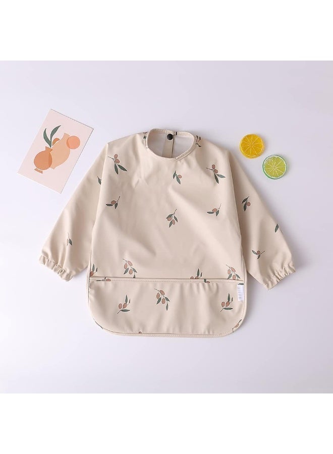 GZMM Waterproof Baby Bibs,Infant Toddler Long Sleeve Feeding Bib With Food Catcher,Easy Clean & Washable - Image 3