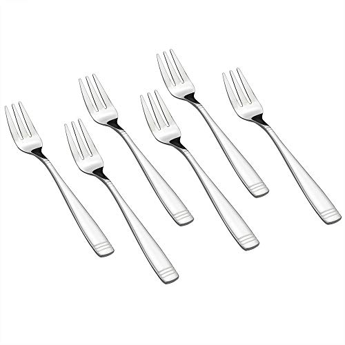 Obstnny 12 Pieces Cake Forks, Stainless Steel Appetizer Forks, 3 Tine Tasting Fork - Image 1