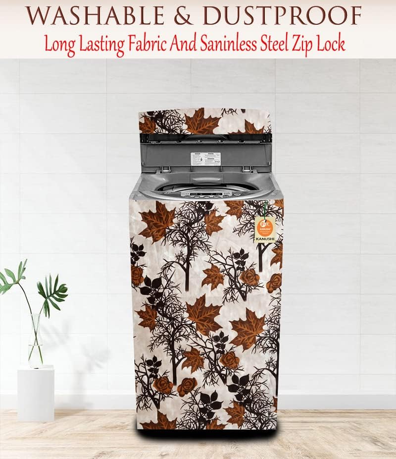 KANUSHI Industries® Washable & Dustproof Top Load Fully Automatic Washing Machine Cover (Suitable for 6 Kg, 6.5 kg, 7 kg, 7.5 kg) (Brown-SHUB-TOP-Load-Fully) - Image 2