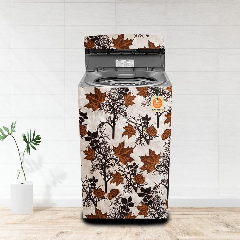 KANUSHI Industries® Washable & Dustproof Top Load Fully Automatic Washing Machine Cover (Suitable for 6 Kg, 6.5 kg, 7 kg, 7.5 kg) (Brown-SHUB-TOP-Load-Fully) - Image 1