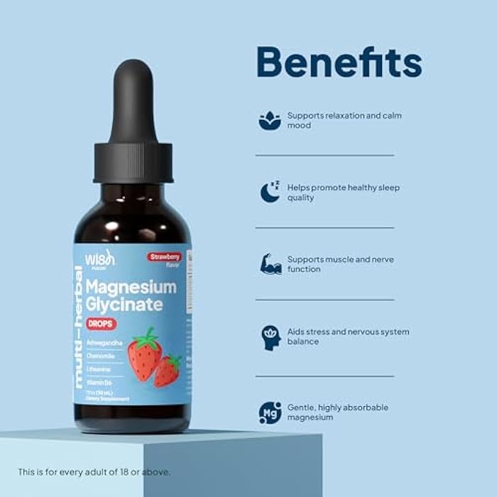 Wish Fusion قطرات مغنيسيوم جليسينات السائلة، عبوة 2، مكملات مغنيسيوم عالية الامتصاص للنساء والرجال تدعم النوم والأعصاب والعضلات، مغنيسيوم سائل مع أشواغاندا و L-ثيانين - Image 3