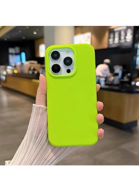For Apple Mobile Phone Case For Iphone16 Liquid Silicone Protective Case 15 14 Men And Women 12 Advanced Sense Mobile Phone Case-Color:Fluorescent Green [with Logo + Packaging Box]-Applicable Models:For Iphone14 Pro Max
