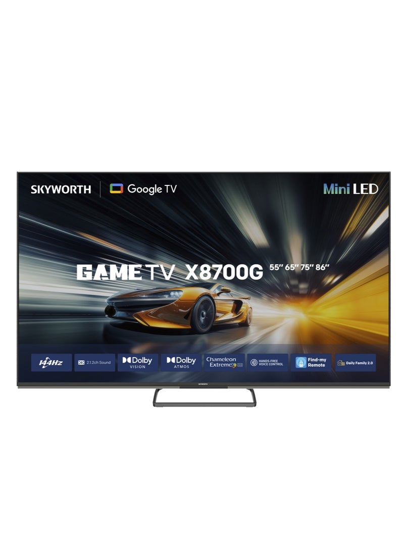 سكاي ورث تلفزيون ذكي 86 بوصة 4K MiniLED، وضع الحماية للعين، نظام Google TV، ميزة العثور على الريموت، وضع الألعاب، بتردد 144 هرتز VRR، مزود بتقنيات Dolby Vision وDolby Atmos ومنفذ HDMI 2.1، ضمان سنتين، 86X8700G، أسود 86X8700G - Image 2