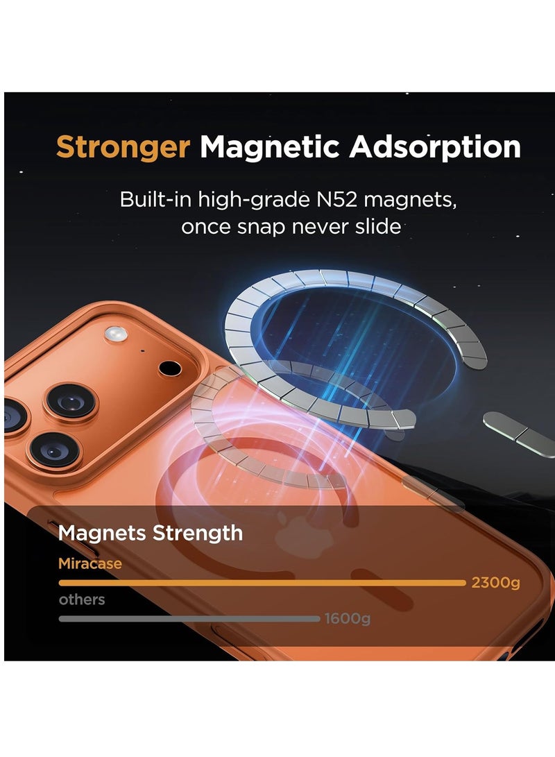 YoYoTech Matte Magnetic iPhone 17 Pro Max Case  Finish,Compatible with MagSafe,Mil-Grade Shockproof,Anti-Scratch Non-Slip Matte Translucent iPhone 17 Pro Max Cover 6.9 inch 2025 -Cosmic Orange - Image 4