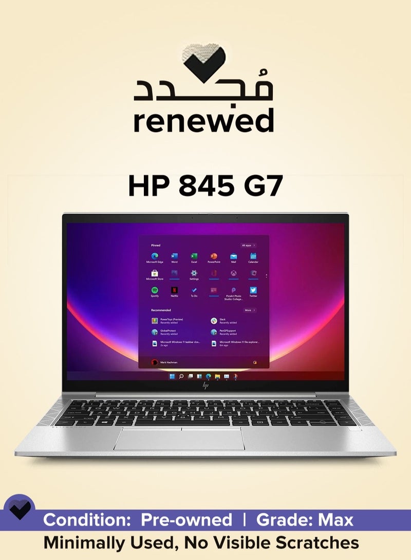 HP Renewed - Elitebook 845 G7 - Cpu Amd Ryzen 5 Pro 4650U - Ram 16 Gb Ddr4 - Hard 256 Gb Ssd M.2 Nvme - Vga Amd Radeon Rx Vega6 - Display 14'' Inch Full Hd Ips Screen English/Arabic Silver - Image 1