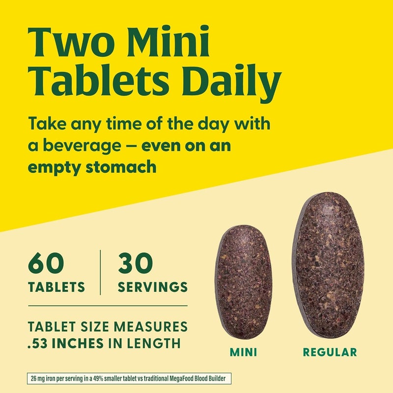 MegaFood Blood Builder Minis Iron Supplement Clinically Shown to Increase Iron Levels Without Side Effects  Vegan Supplement with Vitamin C Vitamin B12  Folic Acid 72 Tablets 36 Servings - Image 5