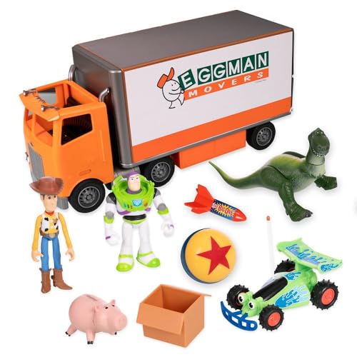Disney Store Official Toy Story Moving Truck Vehicle Play Set Eggman Movers Truck with Trailer Andys Room Woody Buzz Lightyear Rex RC Hamm Plus Accessories - Image 1