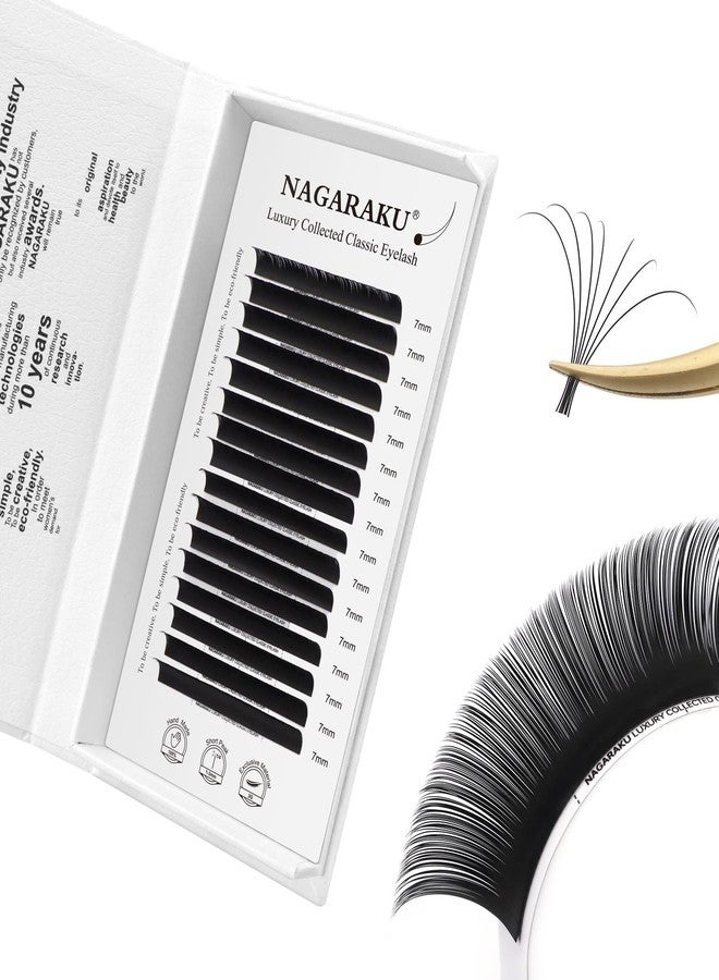 NAGARAKU Individual Eyelash Extensions - from Vettsy, Luxury Collected Classic Single Lashes Upgraded 3rd Generation Soft Natural Beauty Salon Professional Lash Supplies 16 Rows Matte Black -0.12 C Curl 7mm - Image 1
