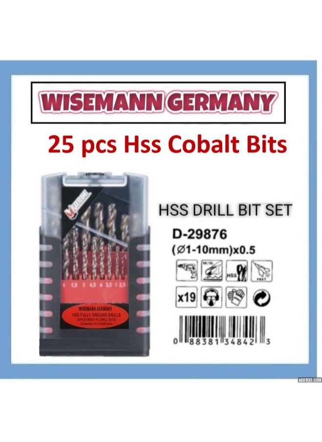 Wisemann Cobalt HSS-E Drill Bit Set For Metal  High Speed Steel - .05 Mm To 13 Mm 25 Pcs  - Image 2