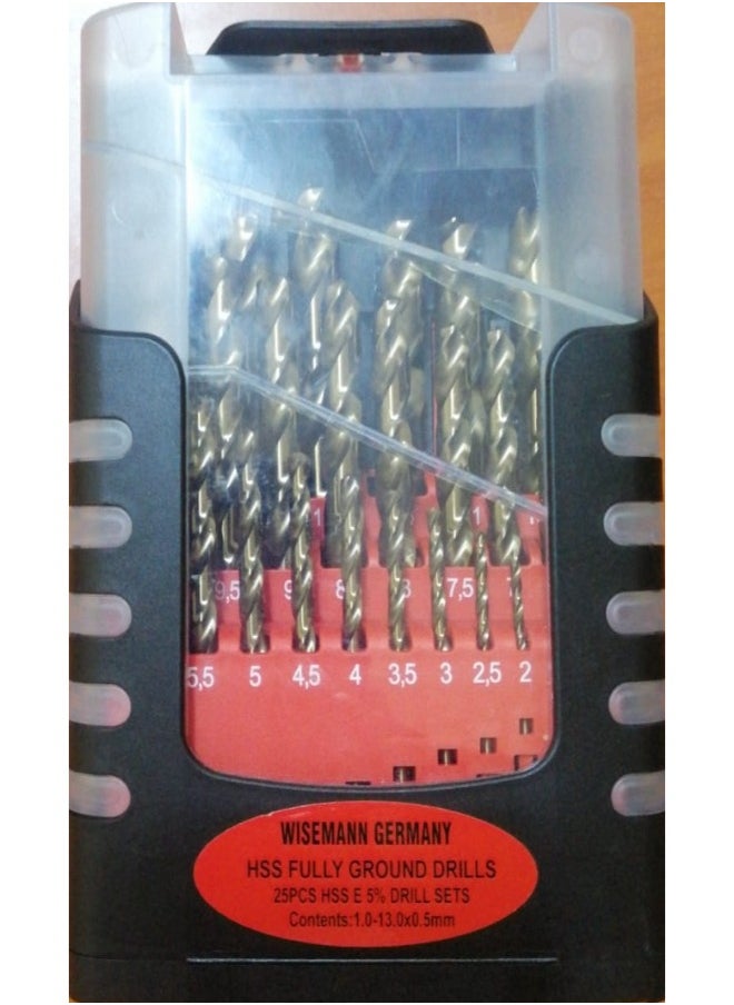 Wisemann Cobalt HSS-E Drill Bit Set For Metal  High Speed Steel - .05 Mm To 13 Mm 25 Pcs  - Image 5