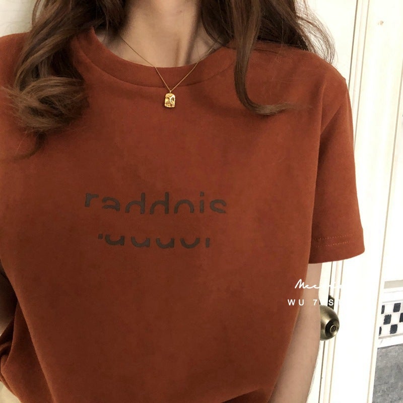 Short-Sleeved T-Shirt for Women Ins Summer K-Style 2025 New Letter Loose Large Size Top Women's Student T-Shirt Wholesale - Image 5