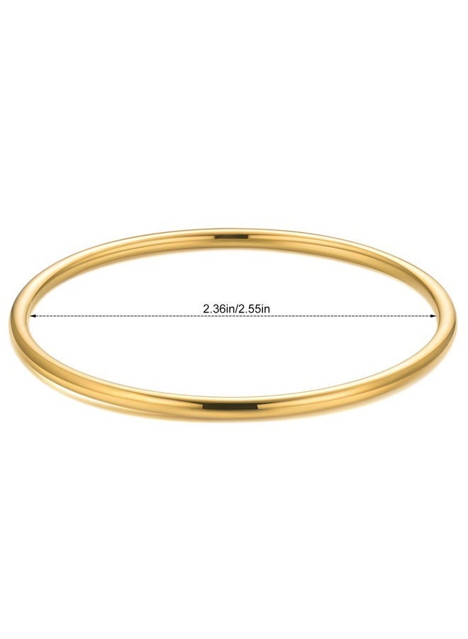 Kainier 3mm 14K Gold Plated Bracelet Stainless Steel Glossy Stackable Thin Round Bangle Bracelet for Women Oval Solid Plain Polished Bracelet Best Gifts for Love - Image 5