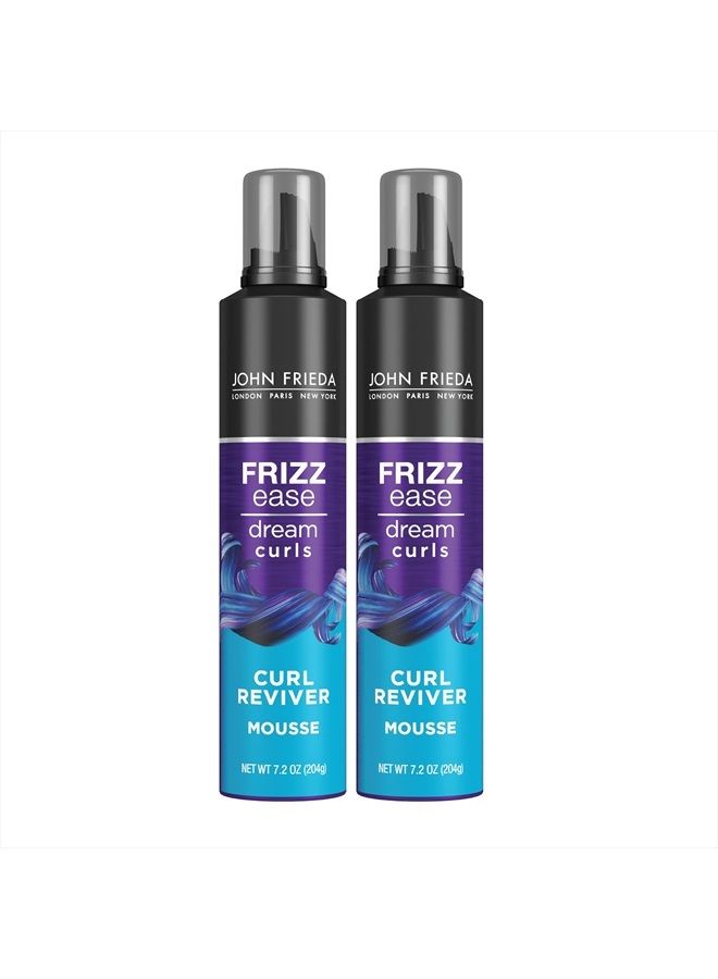 John Frieda Frizz Ease Curly Hair Reviver Mousse Enhances Curls, a Soft Flexible Hold for Curly or Frizzy Hair, Alcohol-Free, 7.2 oz (Pack of 2)  - Image 1