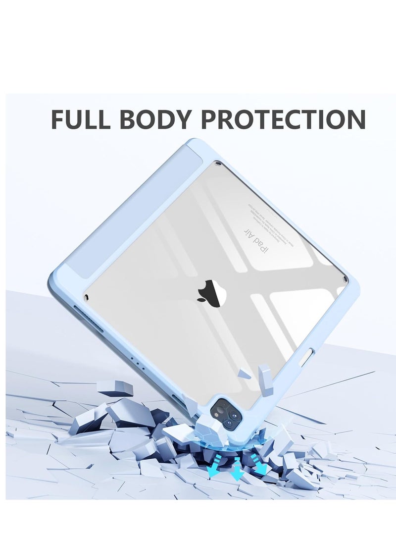 for iPad Air 13 inch Case M2 2024 with Pencil Holder, Compatible with iPad Pro 12.9 6th/5th/4th/3rd Generation Case 2022/2021/2020/2018, Auto Wake/Sleep, Slim Clear Back Shell, Sky Blue