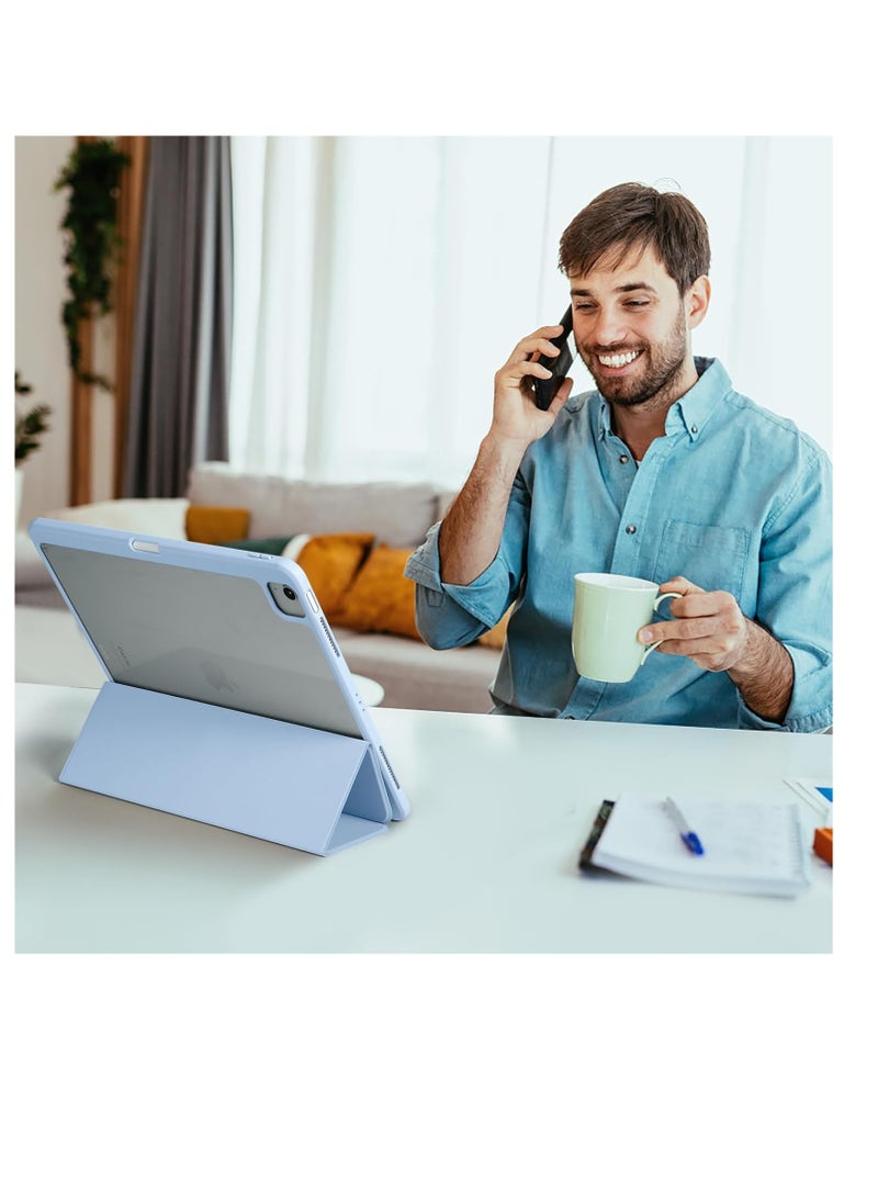 for iPad Air 13 inch Case M2 2024 with Pencil Holder, Compatible with iPad Pro 12.9 6th/5th/4th/3rd Generation Case 2022/2021/2020/2018, Auto Wake/Sleep, Slim Clear Back Shell, Sky Blue