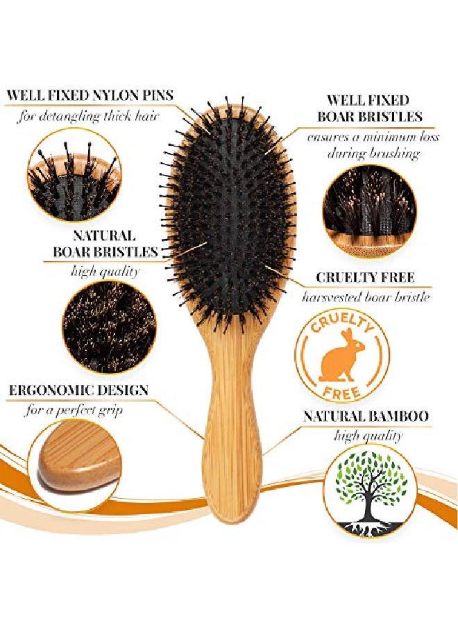 Belula - Boar Bristle Hair Brush For Men Set.Styling Mens' Hair Brush With Nylon Pins. Boar Bristle Brush 2 X Palm Brush Wooden Comb & Travel Bag Included. - Image 1
