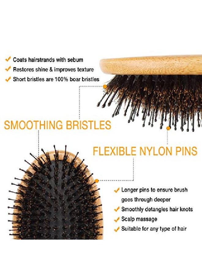 Belula - Boar Bristle Hair Brush For Men Set.Styling Mens' Hair Brush With Nylon Pins. Boar Bristle Brush 2 X Palm Brush Wooden Comb & Travel Bag Included. - Image 1