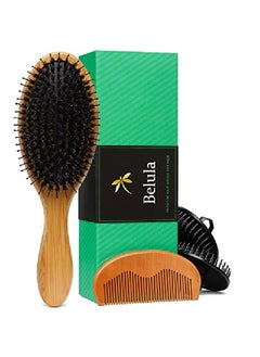 Boar Bristle Hair Brush For Men Set.Styling Mens' Hair Brush With Nylon Pins. Boar Bristle Brush 2 X Palm Brush Wooden Comb & Travel Bag Included.