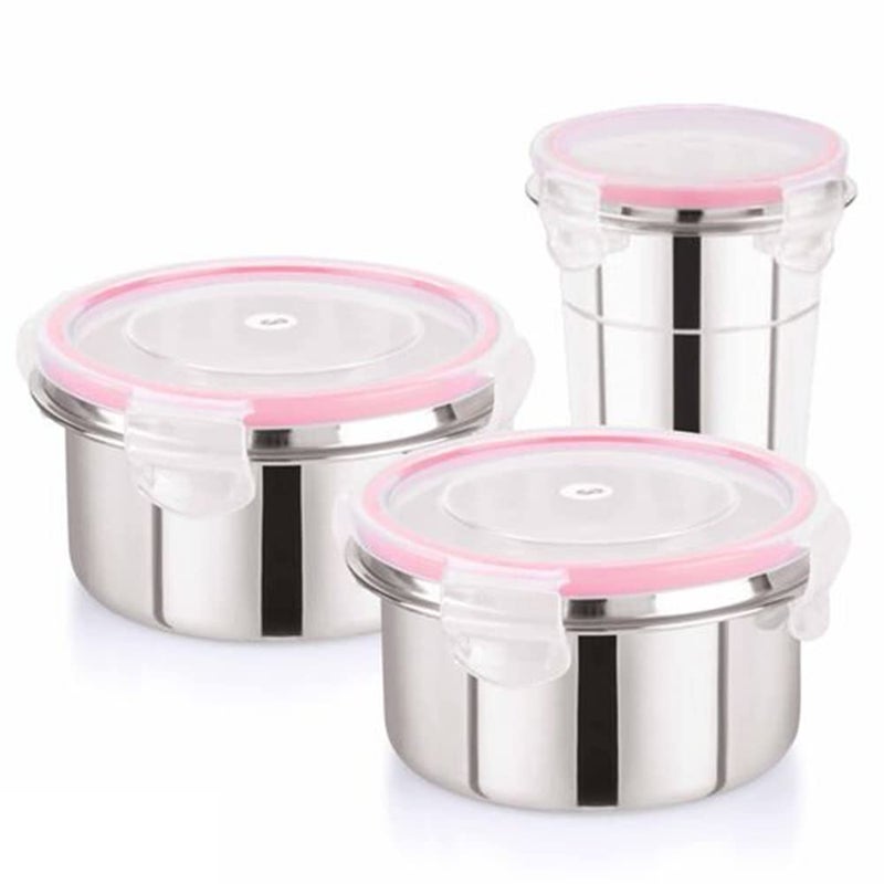 Foliam Leak Proof Click and Seal Lock Stainless Steel StorageAir Tight Tiffin ContainerLunch Container with lid Tumbler 400250350ml - Image 1
