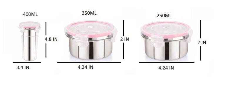 Foliam Leak Proof Click and Seal Lock Stainless Steel StorageAir Tight Tiffin ContainerLunch Container with lid Tumbler 400250350ml - Image 2