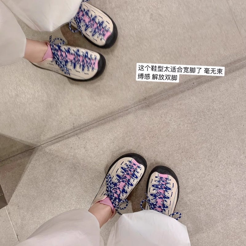 Women's Suede Leather Height-Increasing Sneakers, Thick Sole, Color Block - Image 3