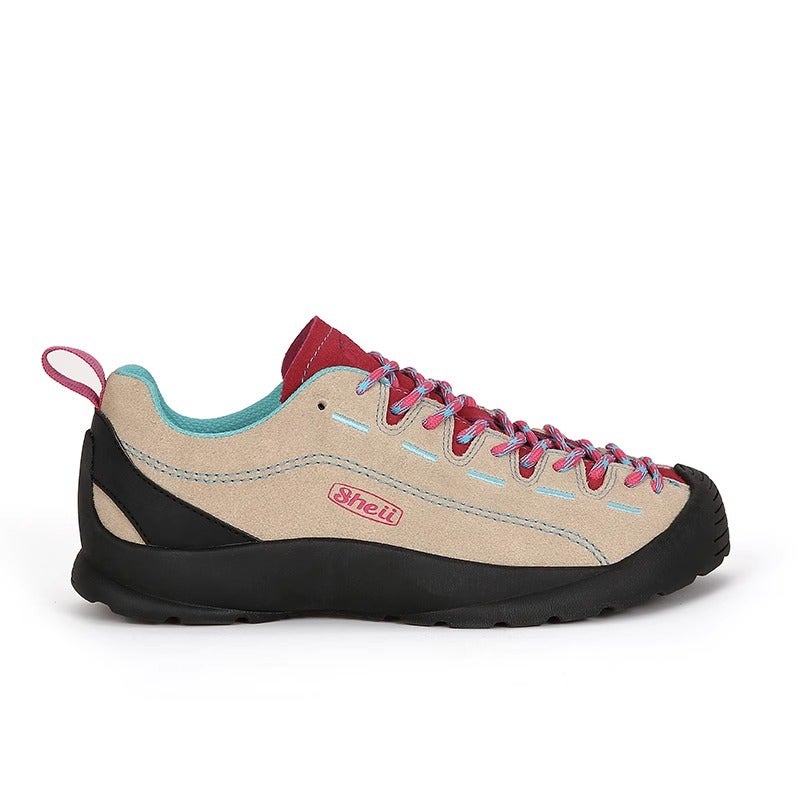 Women's Suede Leather Height-Increasing Sneakers, Thick Sole, Color Block - Image 1