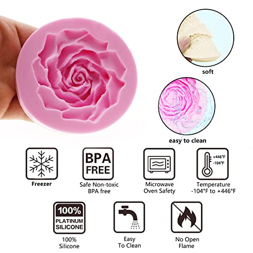 muyulin Large Rose Flower Silicone Molds Chocolate, 3 Packs Peony Carnation 3D Fondant Molds for Wedding Cake Decoration, Birthday Cupcake Topper, Soap, Candy, DIY Craft, Polymer Clay - Image 3