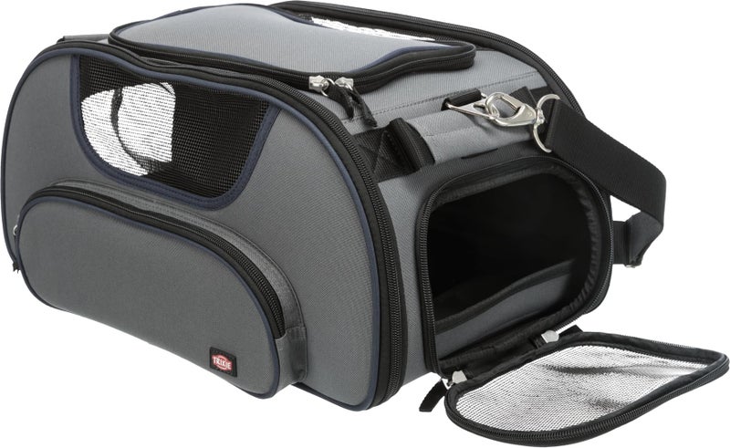 Trixie Wings Airline Pet Carrier Approved for Air Travel, Suitable for Cocker Spaniel, Broder Coolie, Poodle up to 20 kg - Size :18” X 11” X 9”, Grey/Blue - Image 1