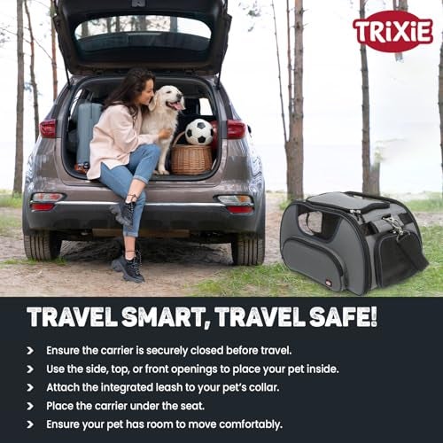 Trixie Wings Airline Pet Carrier Approved for Air Travel, Suitable for Cocker Spaniel, Broder Coolie, Poodle up to 20 kg - Size :18” X 11” X 9”, Grey/Blue - Image 5