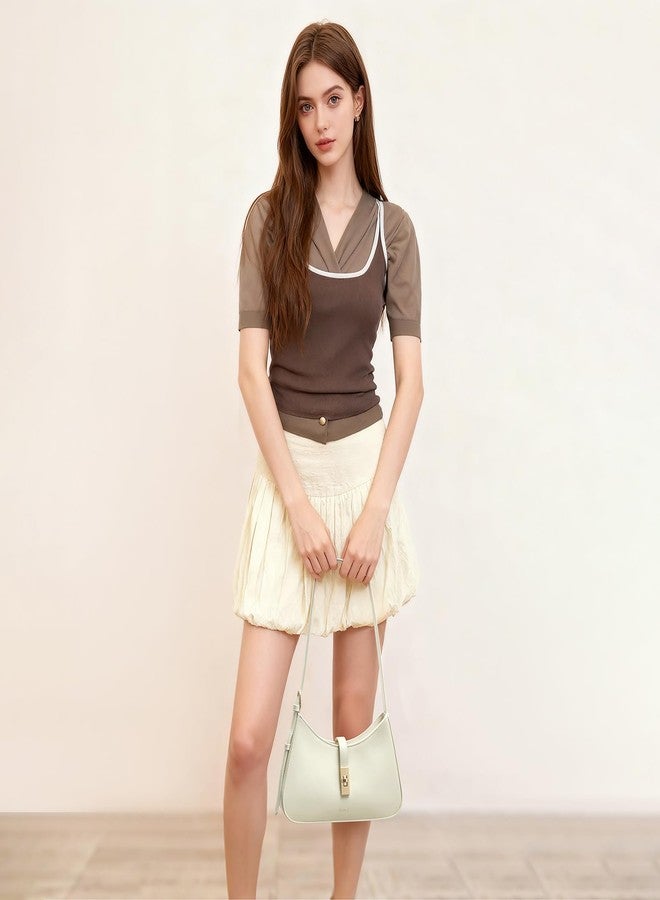 Keyli Fashion Shoulder Bag for Women Vegan Leather Adjustable Handbags Hobo Bags Purses with Long Strap, B-cream, 207.5 cubic inches - Image 4