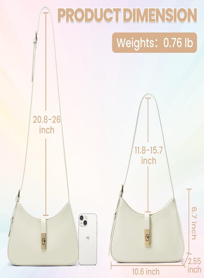 Keyli Fashion Shoulder Bag for Women Vegan Leather Adjustable Handbags Hobo Bags Purses with Long Strap, B-cream, 207.5 cubic inches - Image 2