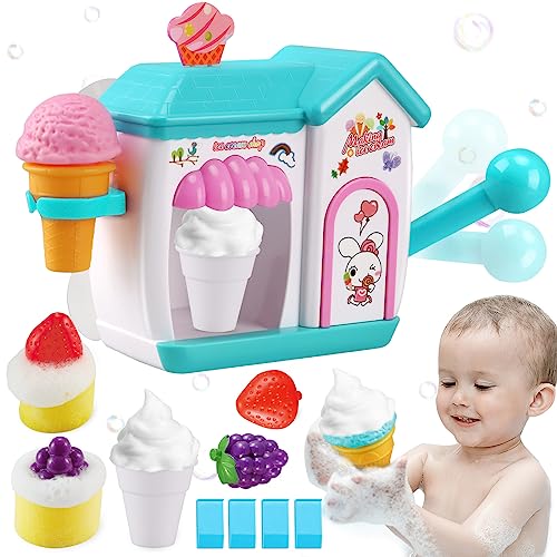 Gretex Toddler Bath Toys for 3 4 5 6 7 8 Years Old Girls Bubble Ice Cream Maker Bath Toy Shower Toys Toddler Bath Toys Age 24 Bathtub Bubble Machine Toy for 3 4 5 6 7 8 Years Old Boys Girls - Image 1