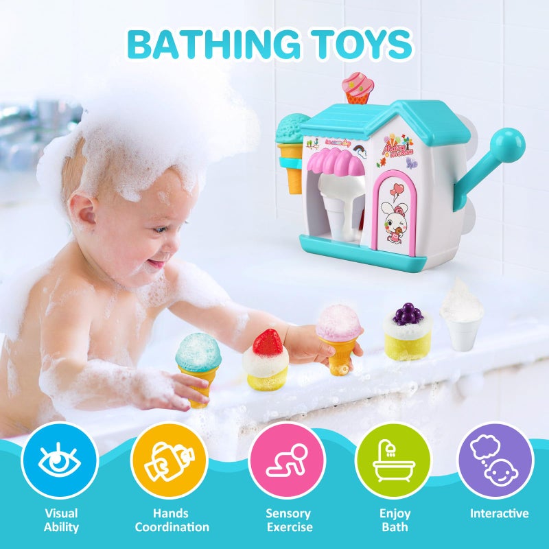 Gretex Toddler Bath Toys for 3 4 5 6 7 8 Years Old Girls Bubble Ice Cream Maker Bath Toy Shower Toys Toddler Bath Toys Age 24 Bathtub Bubble Machine Toy for 3 4 5 6 7 8 Years Old Boys Girls - Image 3