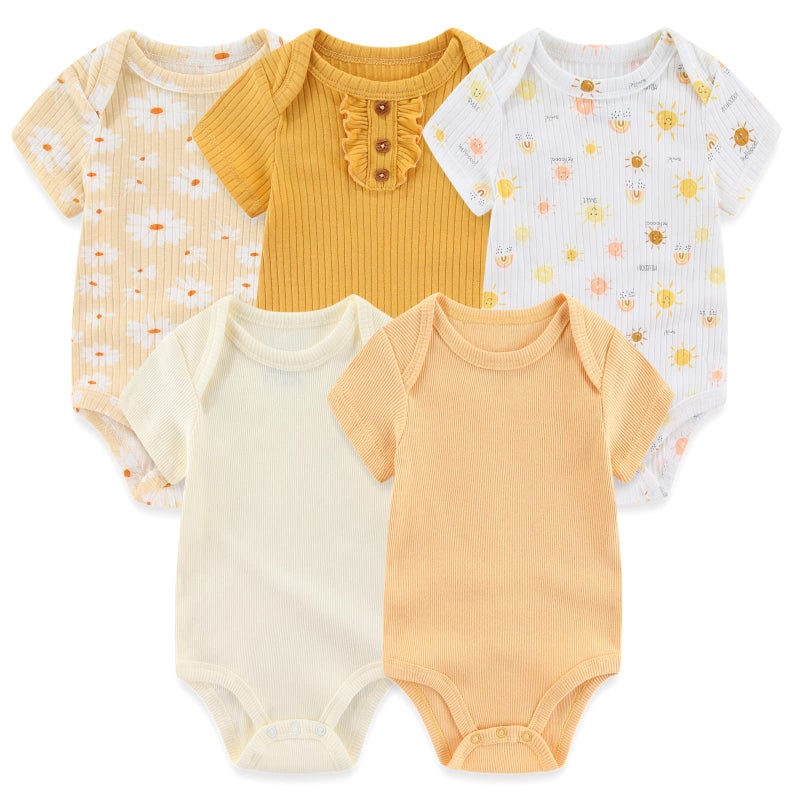 MAMIMAKA Baby Girls Clothes Summer Baby Bodysuit Cotton Short Sleeve One-Piece,3-6 Months - Image 4