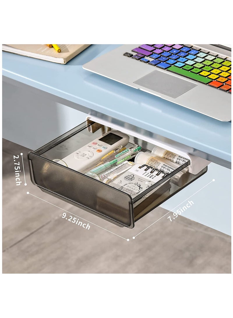 عربست درج تخزين تحت المكتب، درج منزلق أسفل المكتب بمقبض، صندوق درج مخفي ذاتي اللصق للمكتب، المنزل، المطبخ، المدرسة، أسود - Image 5