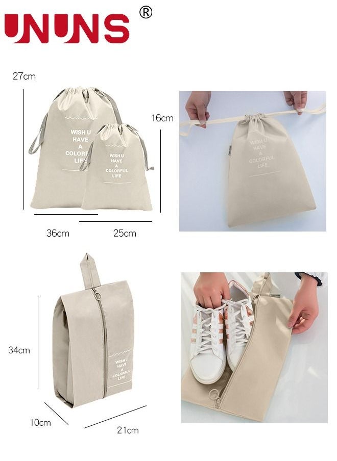 UNUNS Travel Organizer Bags Set,9-Piece Packing Cubes Set With Foldable Toiletry Bag,Portable Travel Packing Pouches For Man And Women Travel,Beige  - Image 3