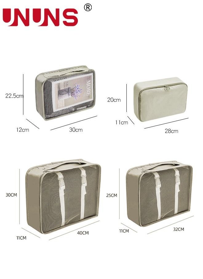 UNUNS Travel Organizer Bags Set,9-Piece Packing Cubes Set With Foldable Toiletry Bag,Portable Travel Packing Pouches For Man And Women Travel,Beige  - Image 5