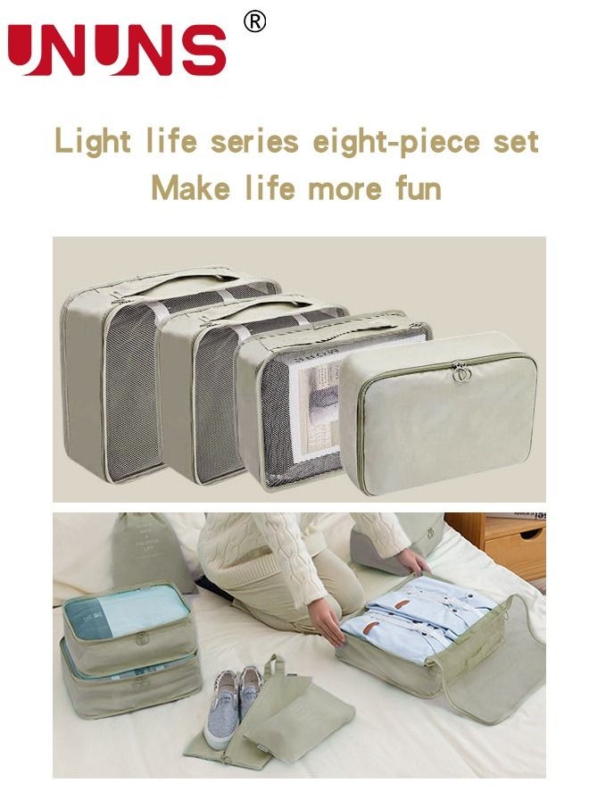 UNUNS Travel Organizer Bags Set,9-Piece Packing Cubes Set With Foldable Toiletry Bag,Portable Travel Packing Pouches For Man And Women Travel,Beige  - Image 4