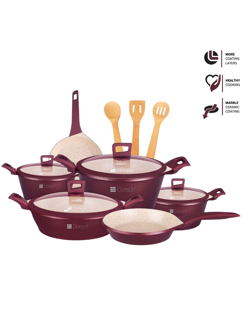 Dorsch Danish Design Ceramic Cookware Set - 6 Pcs | Scratch-Resistant, PTFE & PFOA-Free Non-Stick Ceramic Coating | Durable Aluminum Construction | TUV Certified | Induction & Gas Stove Compatible | Oven Safe | Ergonomic Stay-Cool Handles | Stylish & Easy to Clean  - Image 5