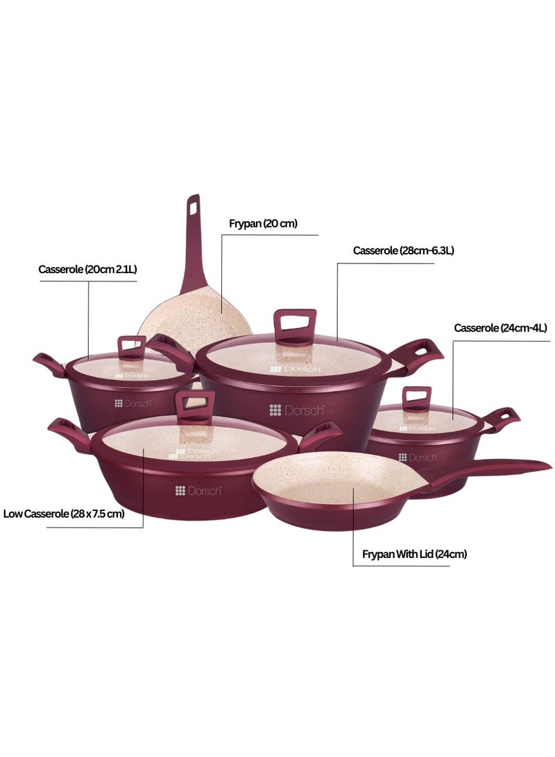 Dorsch Danish Design Ceramic Cookware Set - 6 Pcs | Scratch-Resistant, PTFE & PFOA-Free Non-Stick Ceramic Coating | Durable Aluminum Construction | TUV Certified | Induction & Gas Stove Compatible | Oven Safe | Ergonomic Stay-Cool Handles | Stylish & Easy to Clean  - Image 4