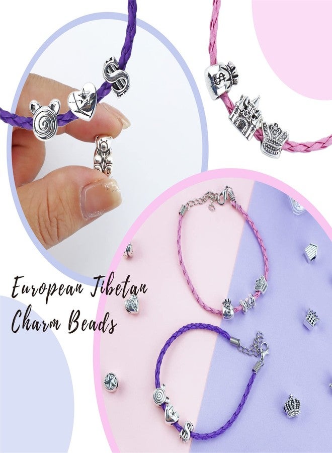 JIALEEY Wholesale Bulk Mix 40 Pcs Tibetan Silver Tone Color Spacer Loose Beads Fit European Charm Bracelet Lot for Jewelry Making Findings DIY - Image 4