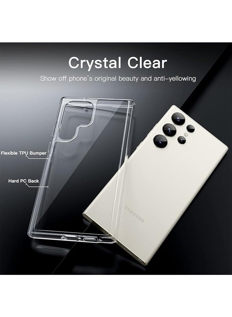 X-level Samsung Galaxy S24 Ultra Clear Case Cover with Anti-fingerprint Anti-drop Pc+Tpu Comfortable Touch Feel back Cover Support Wireless Charging Camera Len Protector Non-Yellowing Shell Transparent - Image 3