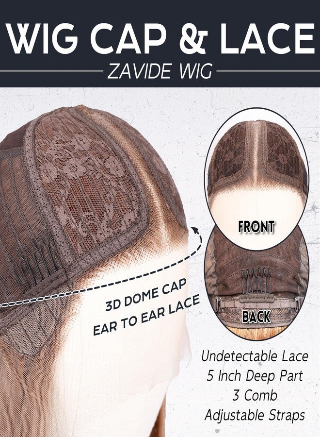 ZAVIDE Honey Blonde Lace Front Wig Body Wave Synthetic Wig Highlight Wigs For Women 180% Density Transparent Lace Frontal Wigs - Image 3