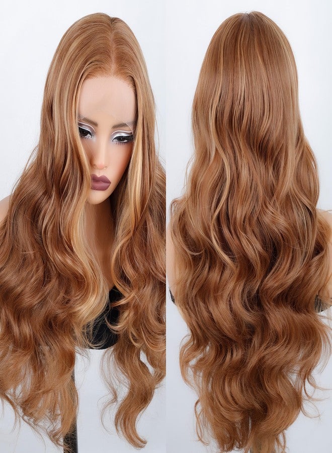 ZAVIDE Honey Blonde Lace Front Wig Body Wave Synthetic Wig Highlight Wigs For Women 180% Density Transparent Lace Frontal Wigs - Image 5