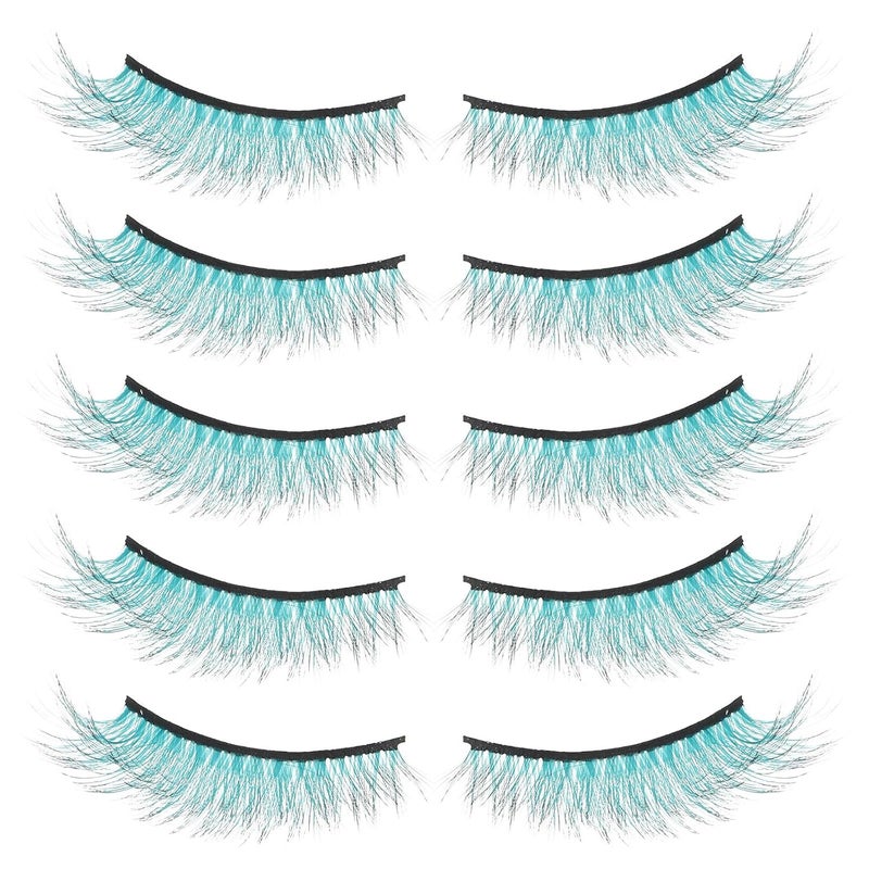 10pcs 3d Gradient Color Fake Eyelash Strips Bulk Set, for Stage Makeup and Party Looks - Image 1