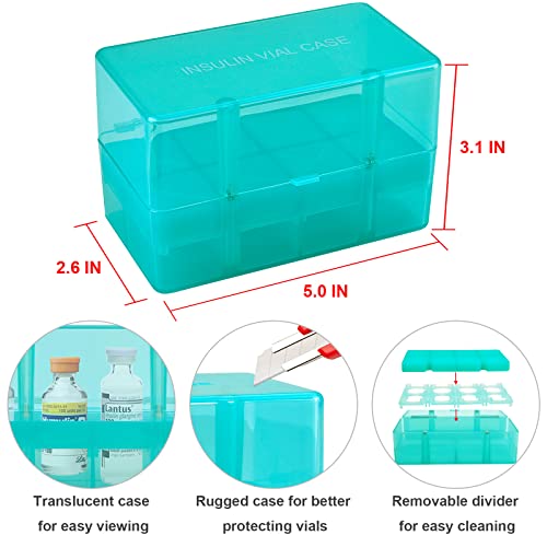 Healvaluefit 8-Holes Medication Vial Storage Box for Fridge, Insulin Vial Holder Organizer Case Fits Various 5ml-15ml Injectable Medicines Vials - Green - Image 5