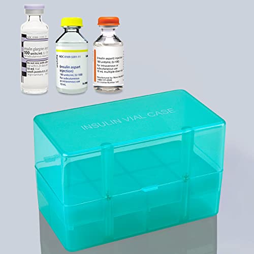 Healvaluefit 8-Holes Medication Vial Storage Box for Fridge, Insulin Vial Holder Organizer Case Fits Various 5ml-15ml Injectable Medicines Vials - Green - Image 1