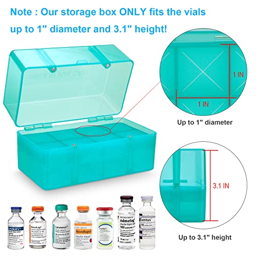 Healvaluefit 8-Holes Medication Vial Storage Box for Fridge, Insulin Vial Holder Organizer Case Fits Various 5ml-15ml Injectable Medicines Vials - Green - Image 2