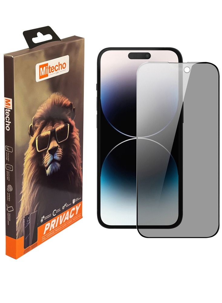 Mi techo Apple iPhone 15 Pro Full Coverage Privacy Tempered Glass Screen Protector - Image 1