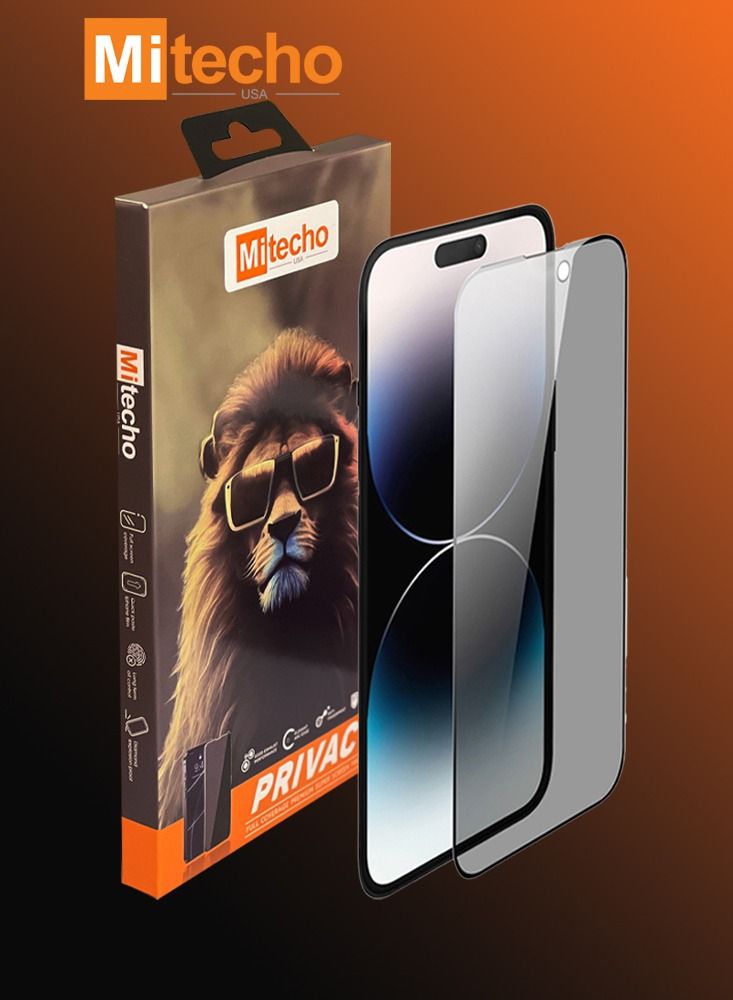 Mi techo Apple iPhone 15 Pro Full Coverage Privacy Tempered Glass Screen Protector - Image 3